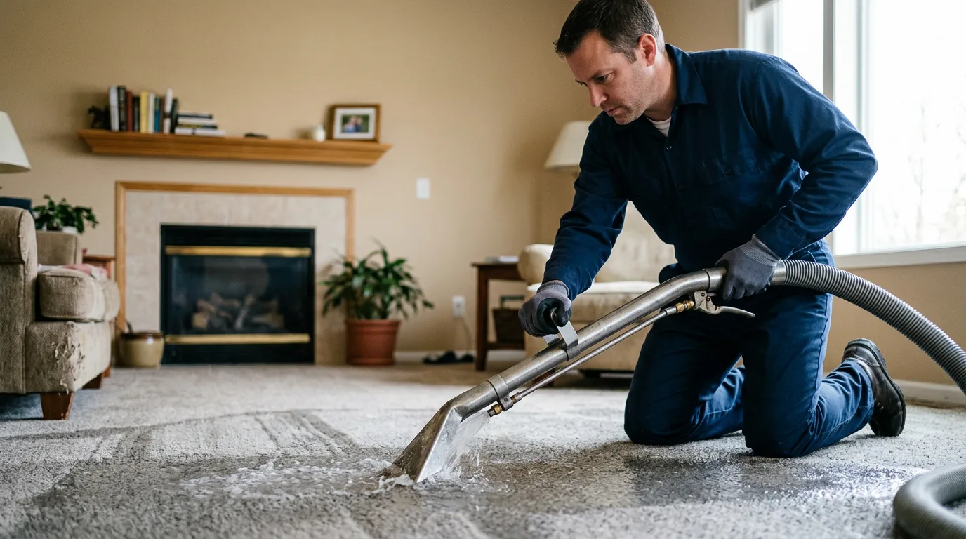 Water damage restoration technician working near Kincaid, WV